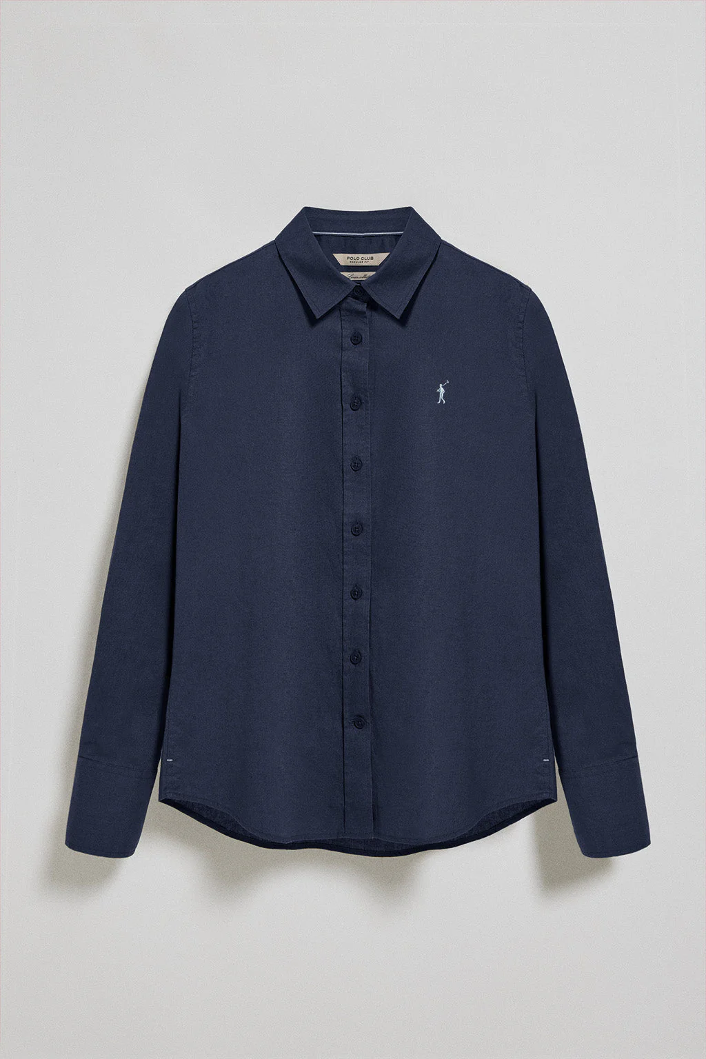 Camisa azul marino de lino y algodón regular fit con bordado Rigby Go - Image 5