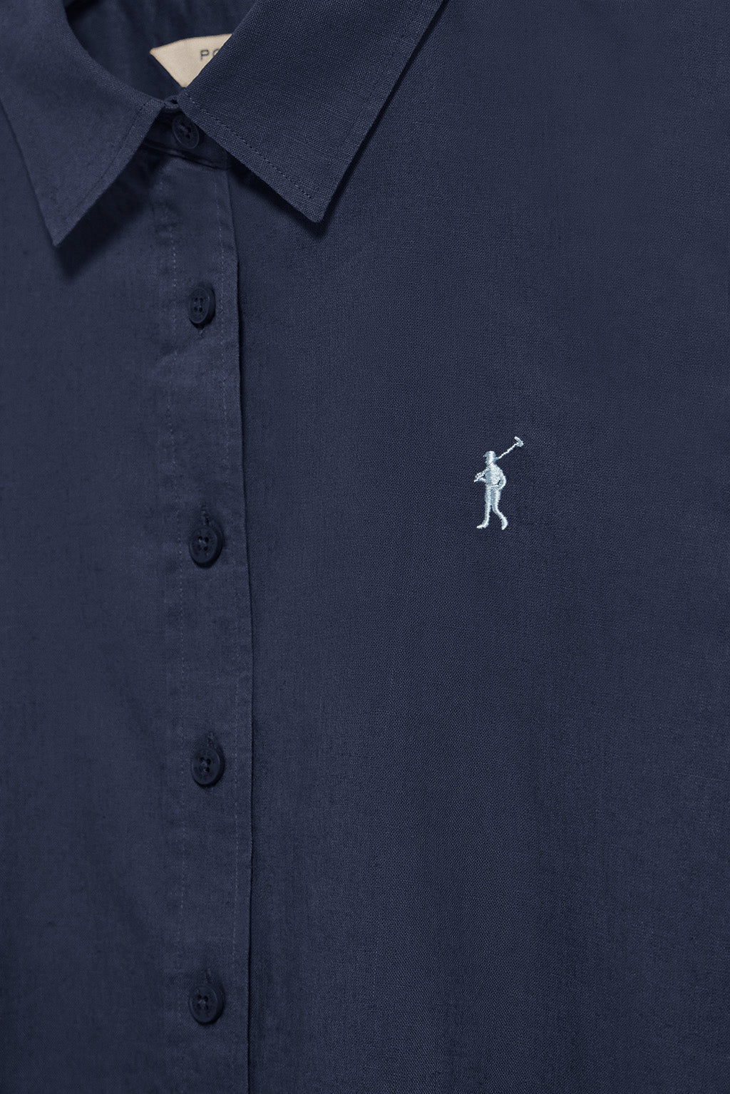 Camisa azul marino de lino y algodón regular fit con bordado Rigby Go - Image 6