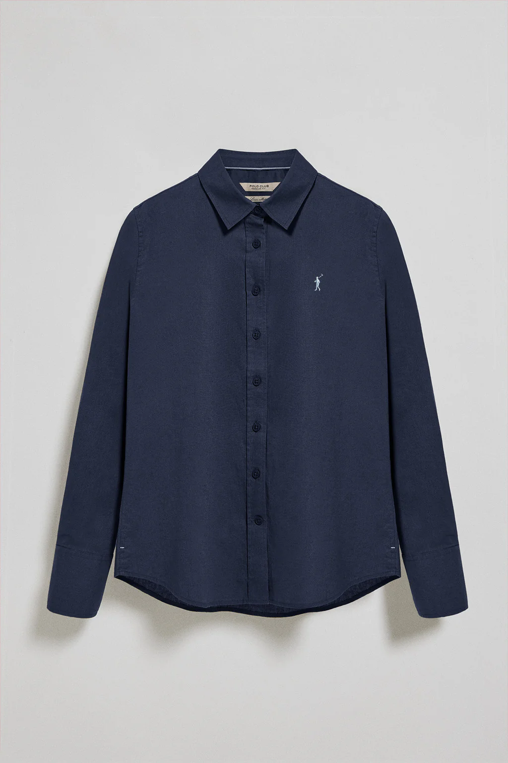 Camisa azul marino de lino y algodón regular fit con bordado Rigby Go - Image 7