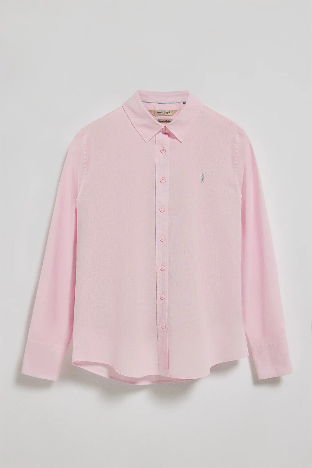 Camisa rosa de lino y algodón regular fit con bordado Rigby Go - Image 5