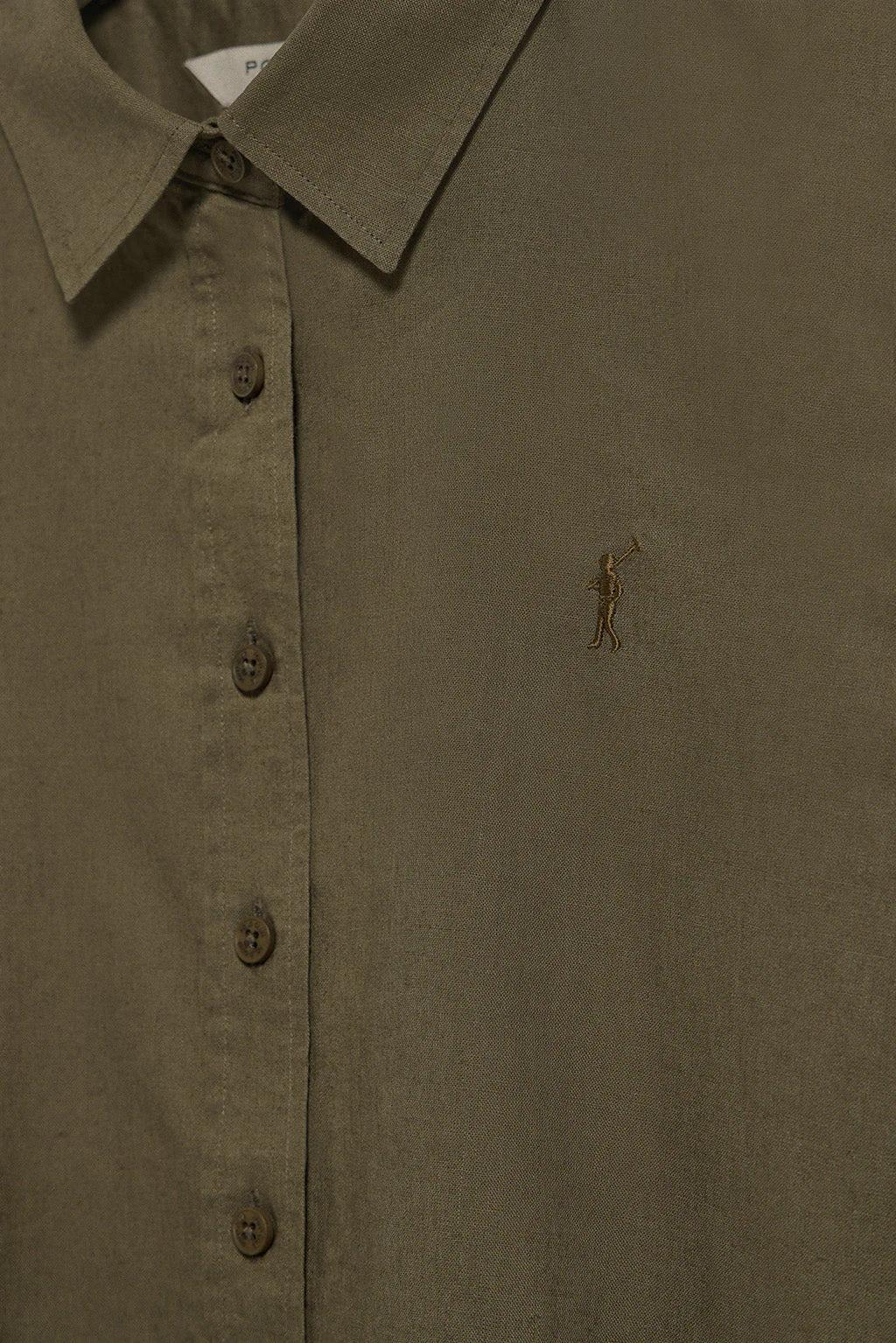Camisa verde oscuro regular de lino y algodón con bordado Rigby Go - Image 6