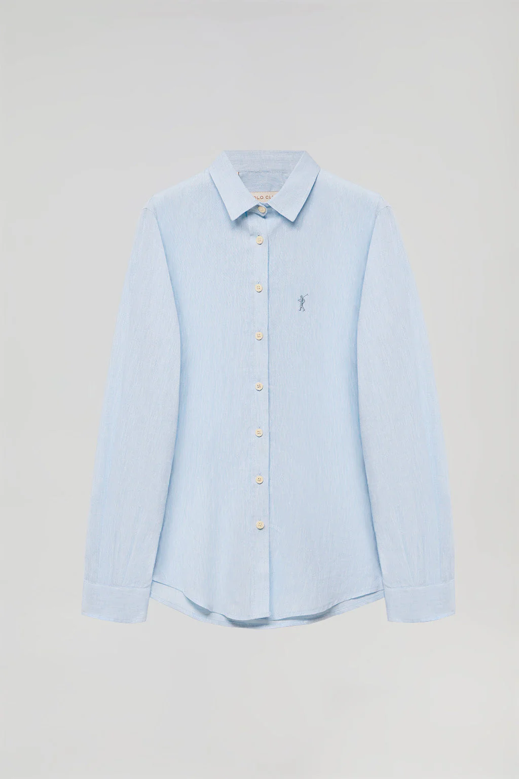 Camisa azul celeste de lino y algodón con detalle bordado Rigby Go - Image 8