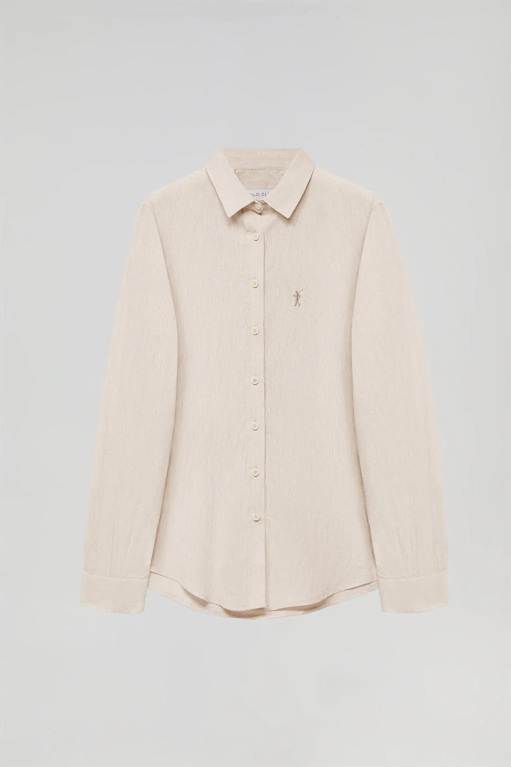 Camisa beige de lino y algodón con detalle bordado Rigby Go - Image 6