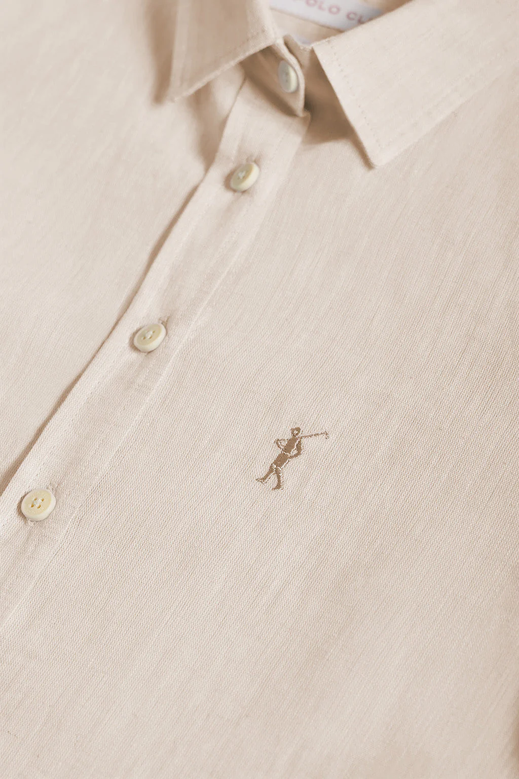 Camisa beige de lino y algodón con detalle bordado Rigby Go - Image 7