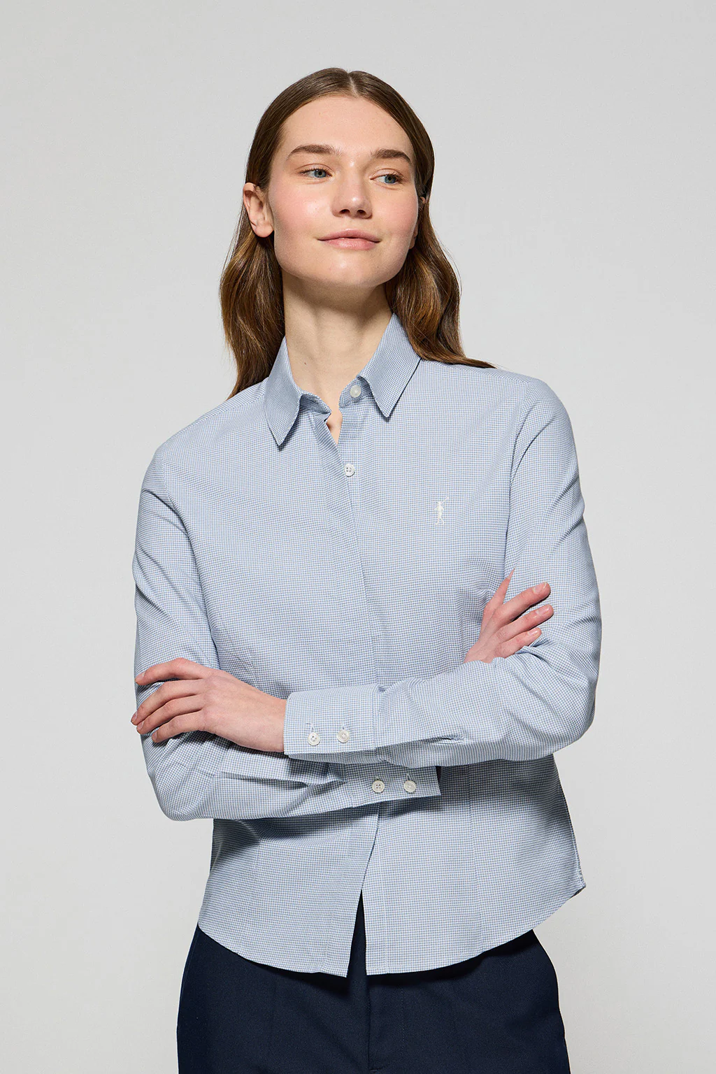 Camisa pata de gallo azul con bordado Rigby Go