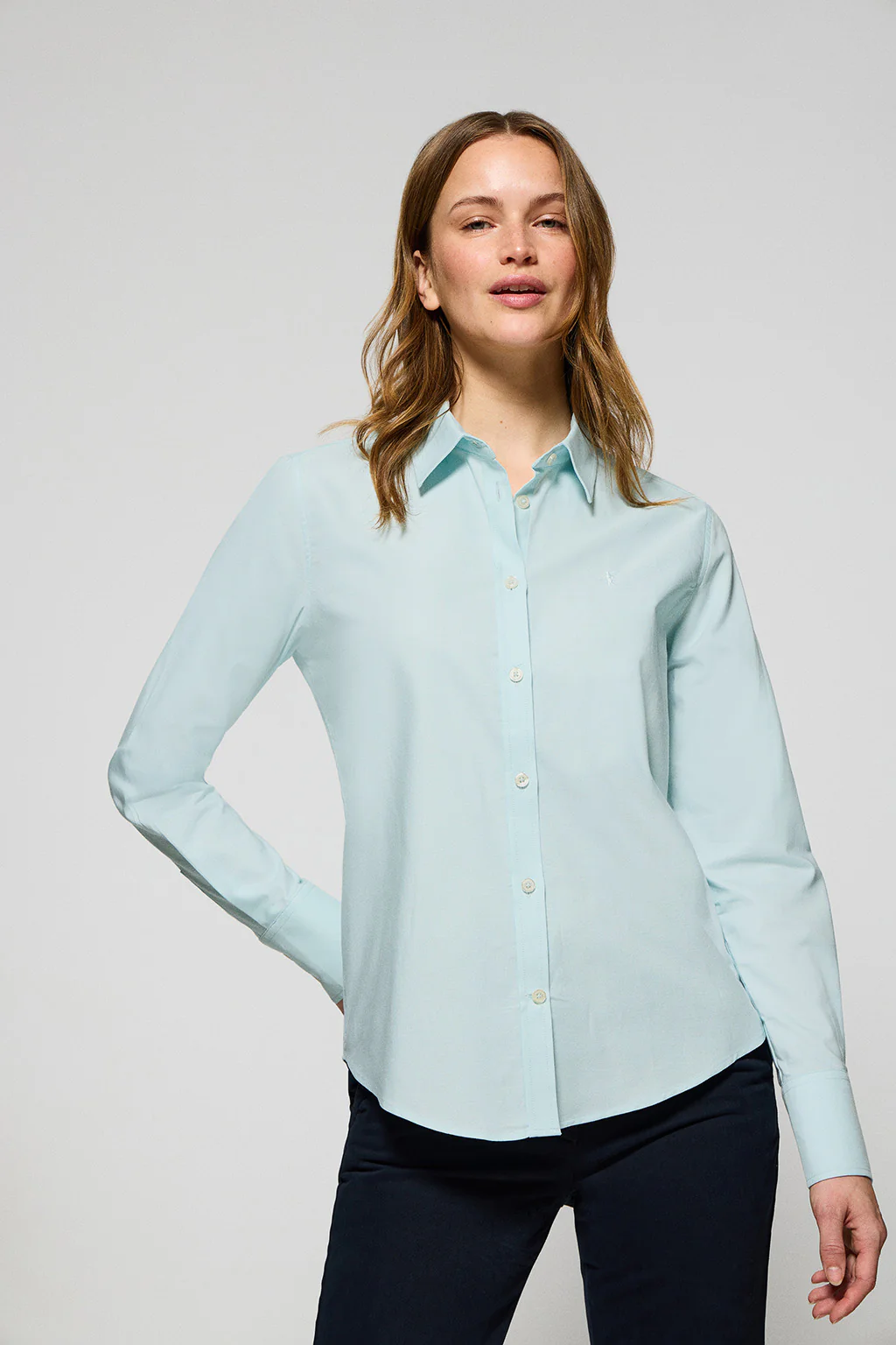 Camisa Oxford Regular fit color aguamarina con logo Rigby Go