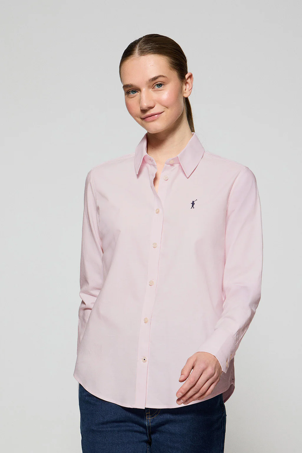 Camisa Oxford Regular fit rosa con logo Rigby Go