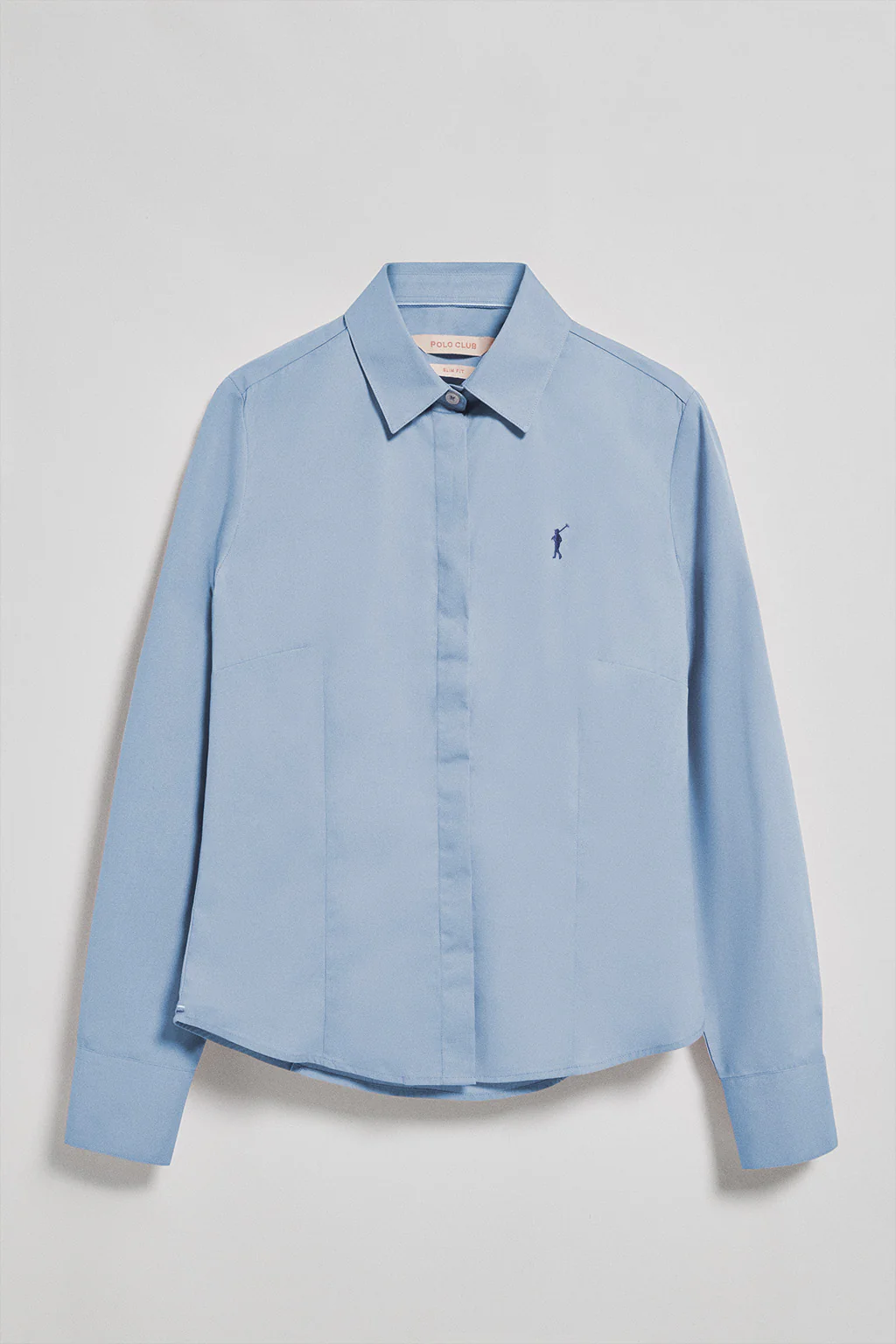 Camisa slim de popelín azul celeste con logo bordado Rigby Go - Image 7