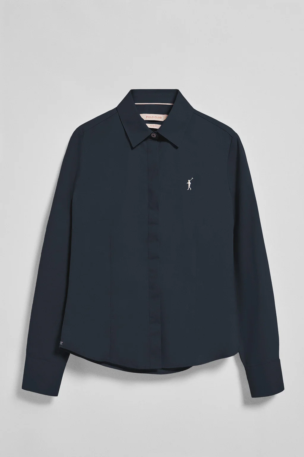 Camisa slim de popelín azul marino con logo bordado Rigby Go - Image 7