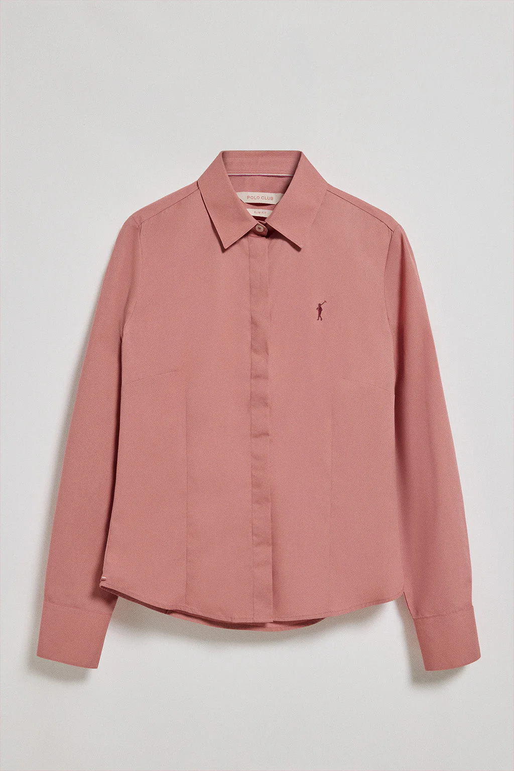 Camisa slim de popelín color coral con logo bordado Rigby Go - Image 5