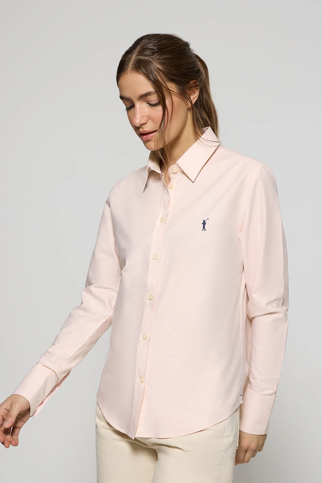 Camisa oxford rosa palo con logo bordado Rigby Go - Image 5