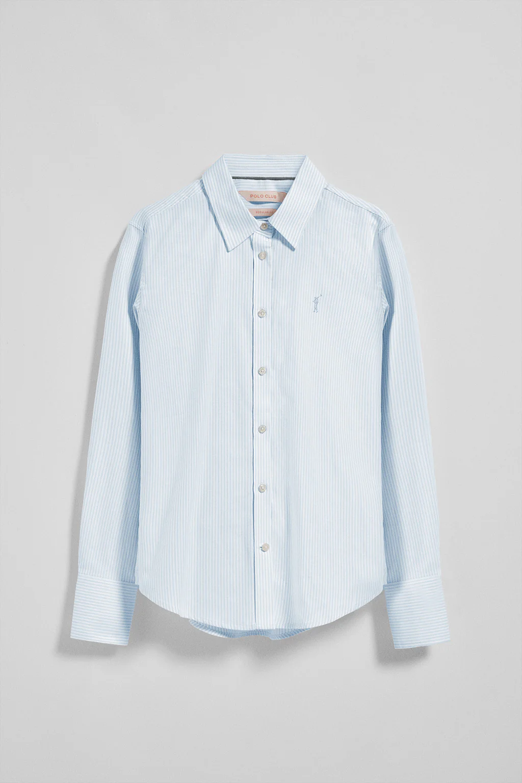 Camisa oxford de rayas azules con logo Rigby Go - Image 5