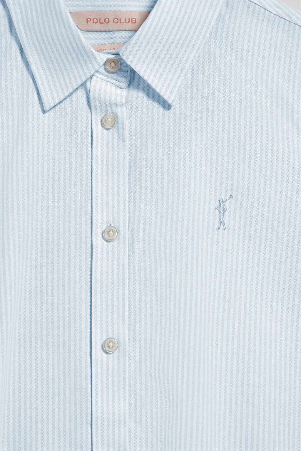 Camisa oxford de rayas azules con logo Rigby Go - Image 9