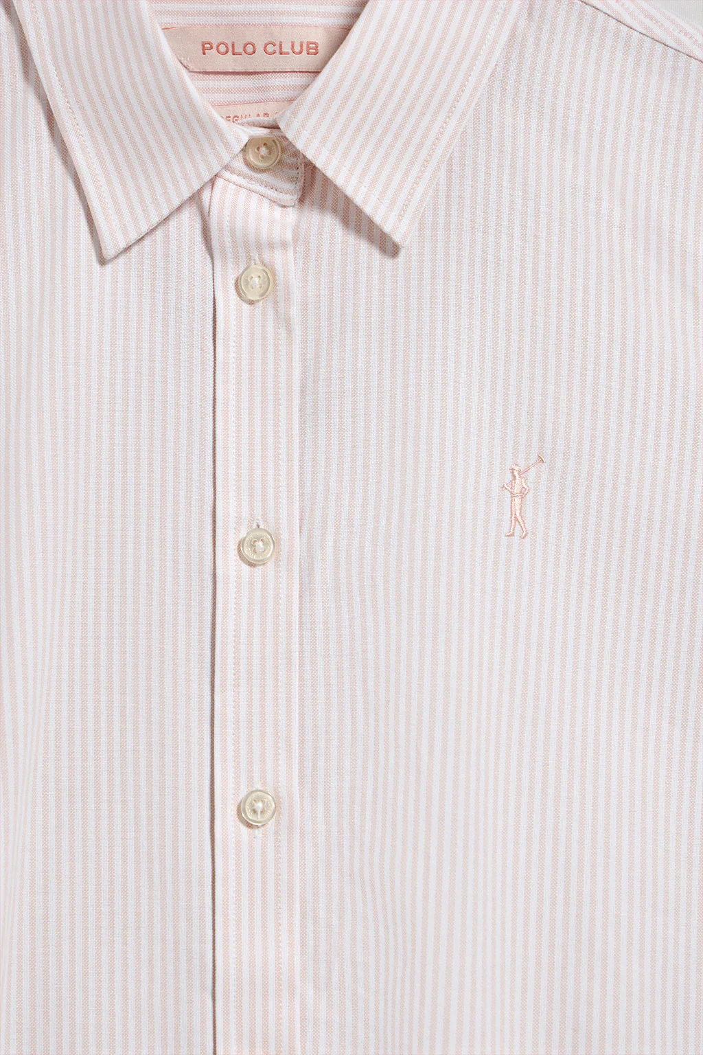 Camisa oxford de rayas rosas con logo Rigby Go - Image 9