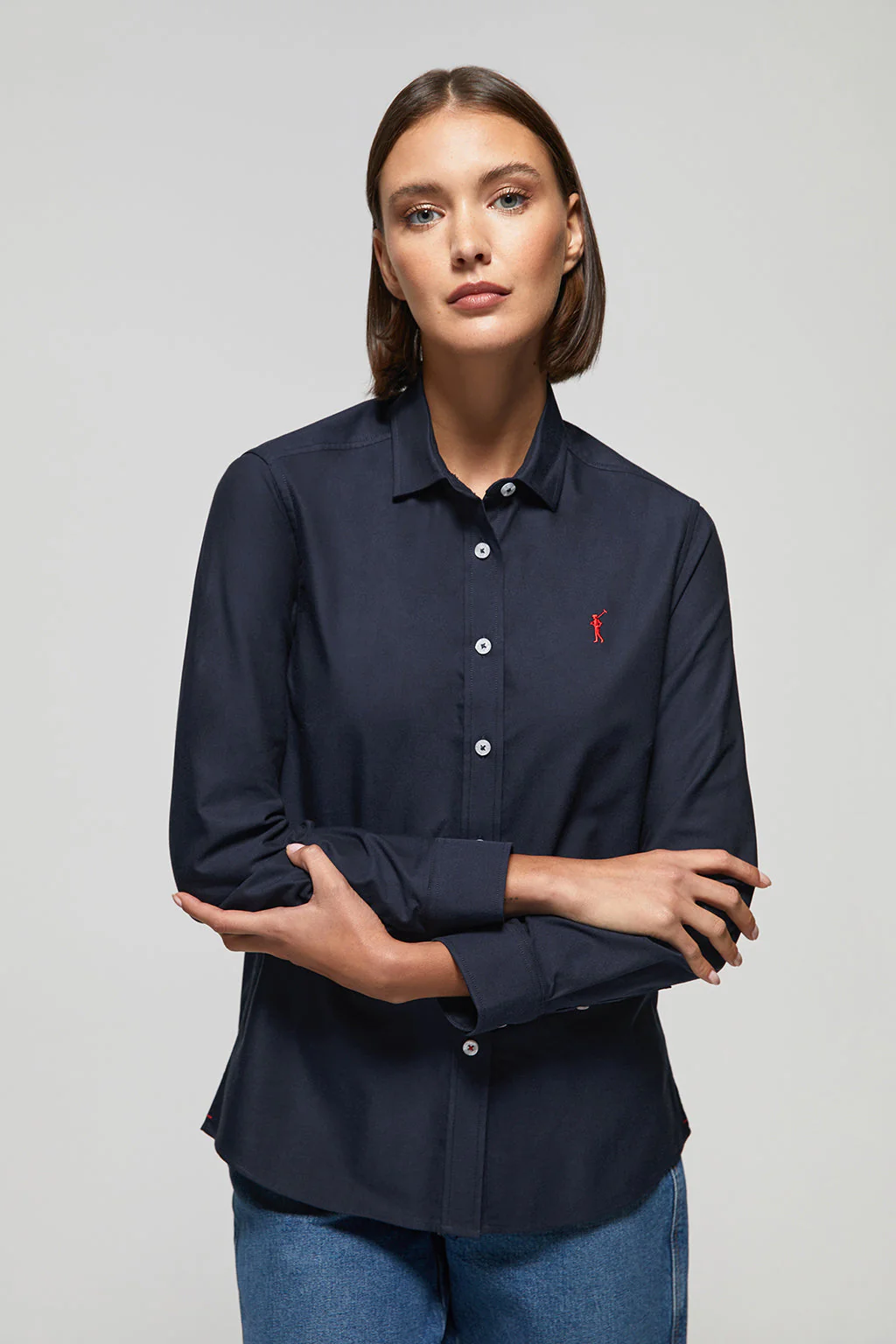 Camisa Oxford Regular fit azul marino con logo Rigby Go - Image 4