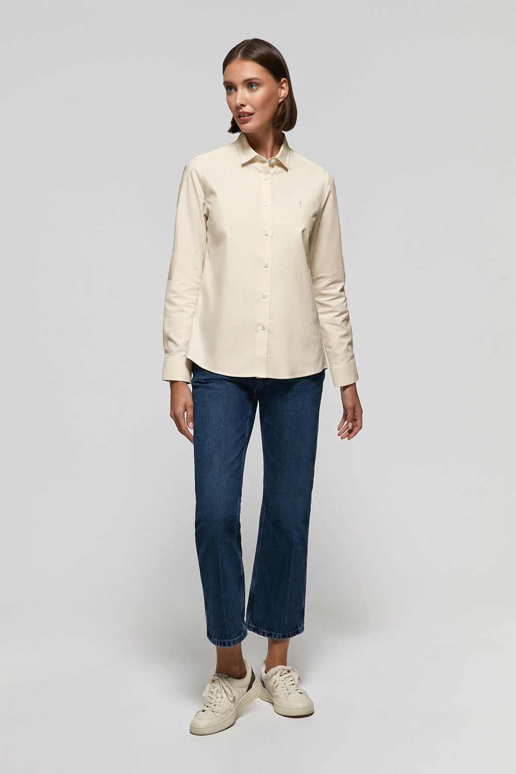 Camisa Oxford Regular fit beige con logo Rigby Go - Image 3