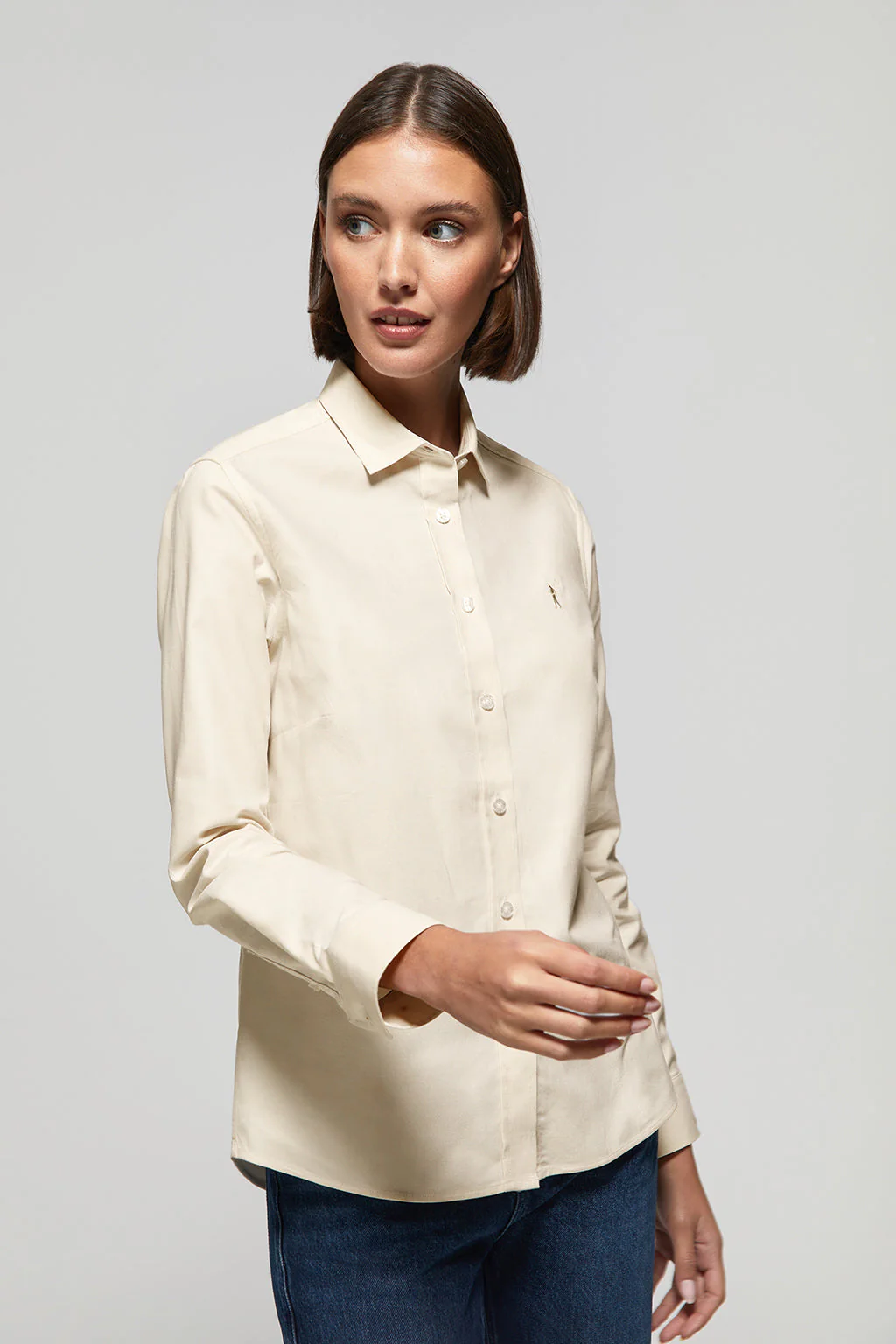 Camisa Oxford Regular fit beige con logo Rigby Go - Image 4