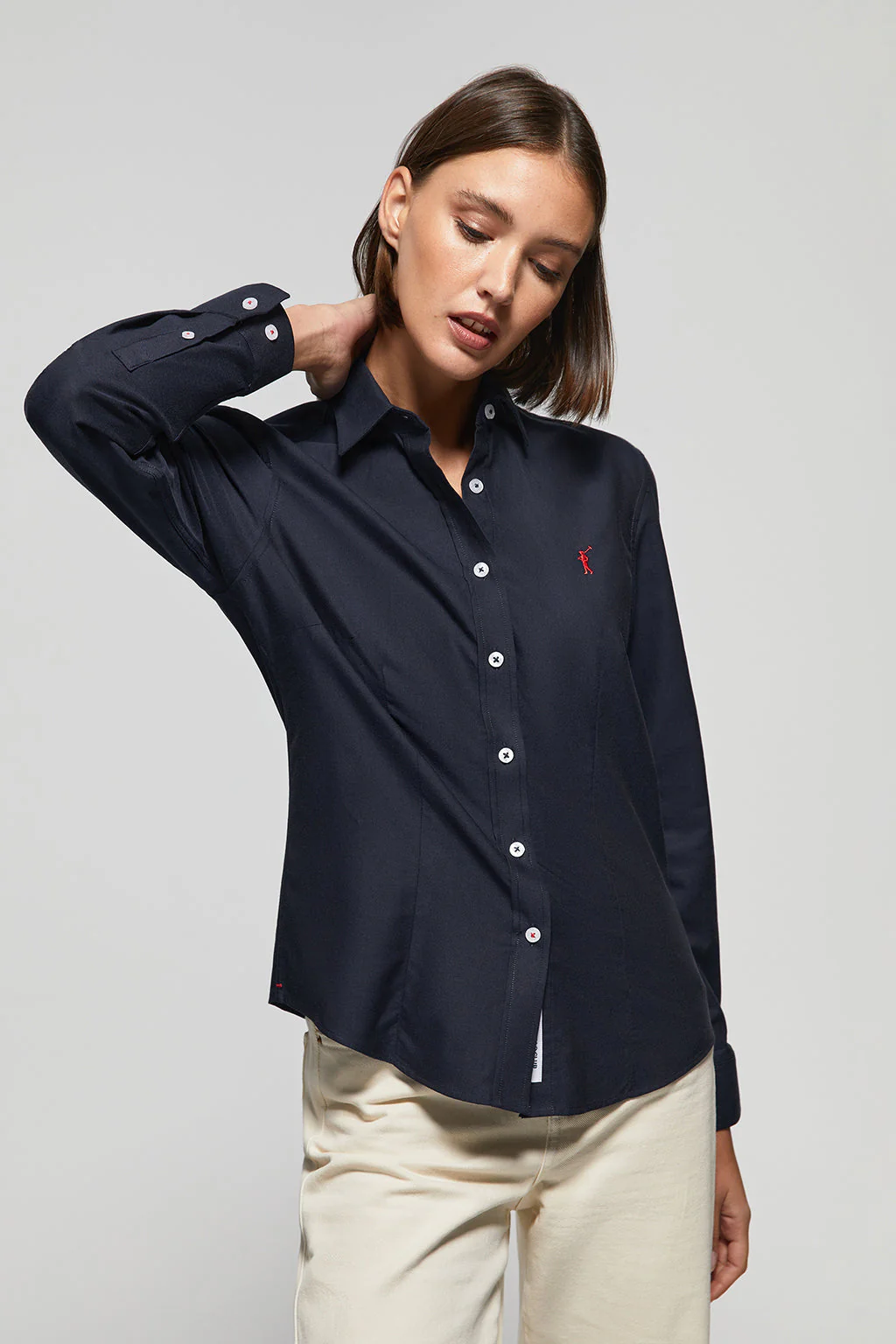 Camisa azul marino oxford Slim fit con logo Rigby Go - Image 2