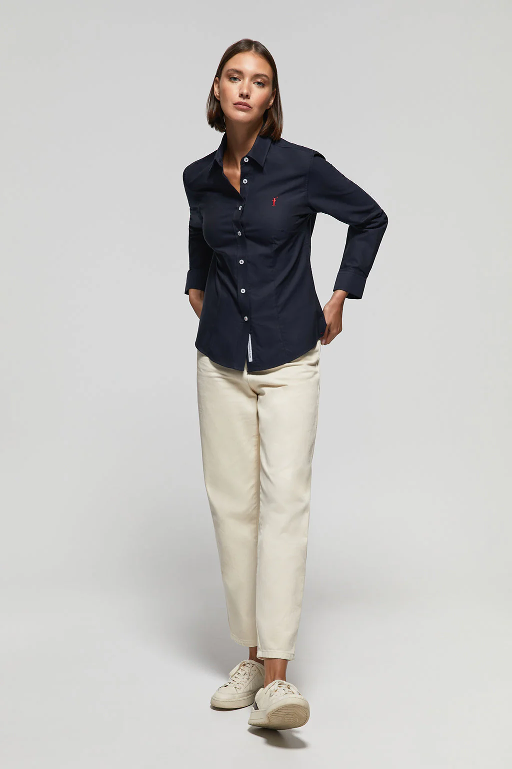 Camisa azul marino oxford Slim fit con logo Rigby Go - Image 3