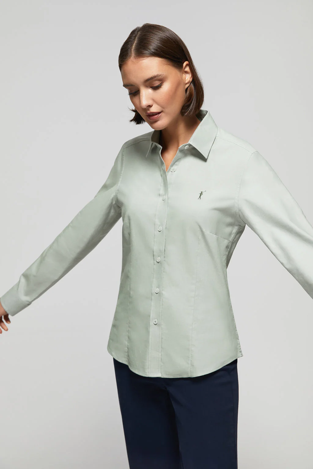 Camisa verde jade oxford Slim fit con logo Rigby Go - Image 3