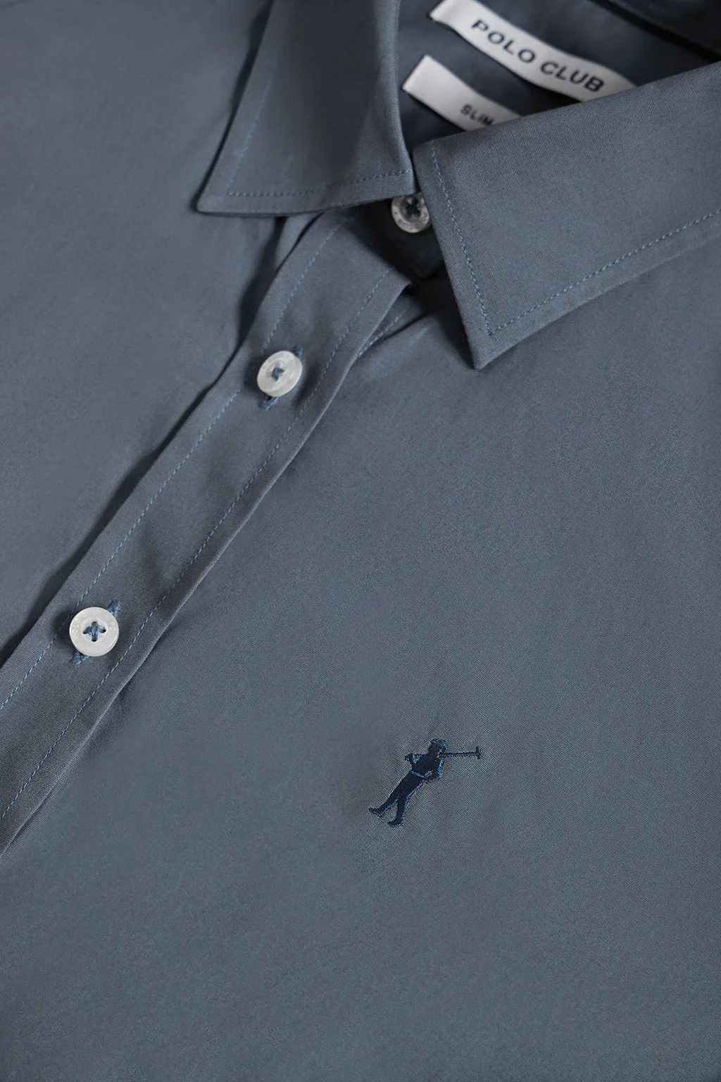 Camisa de popelín Slim Fit azul denim con bordado Rigby Go - Image 6