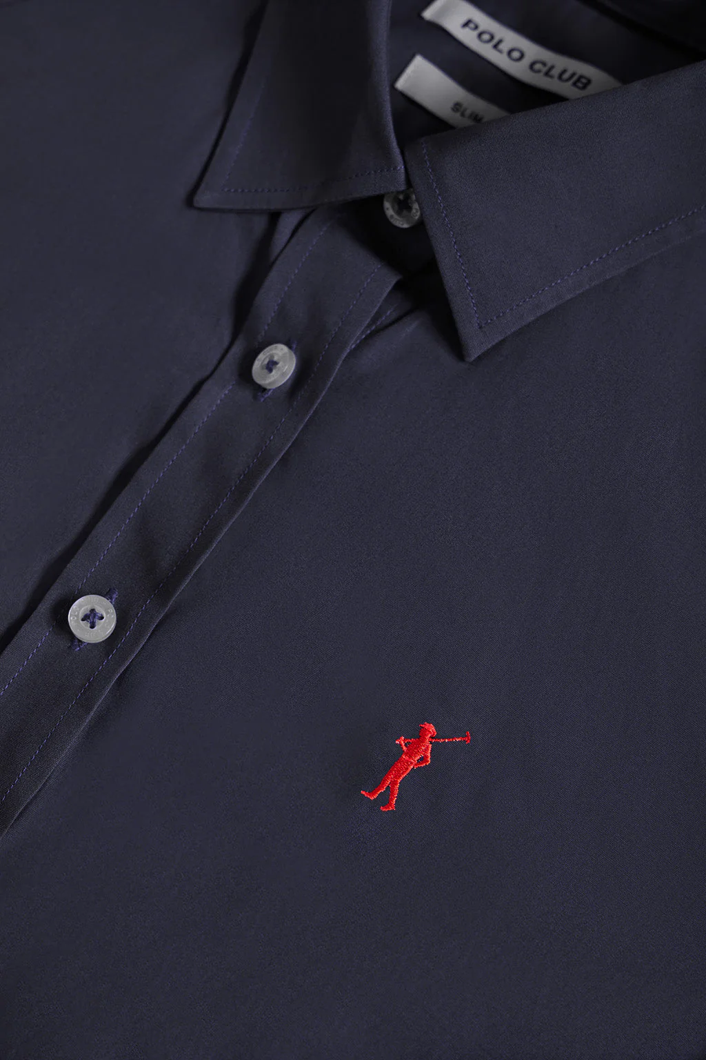 Camisa de popelín Slim Fit azul marino con bordado Rigby Go - Image 6