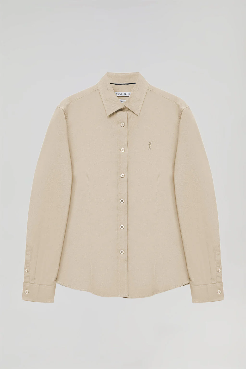 Camisa de popelín Slim Fit beige con bordado Rigby Go - Image 5
