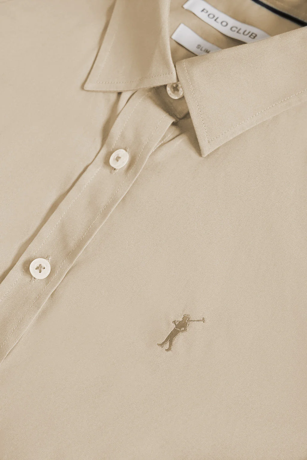 Camisa de popelín Slim Fit beige con bordado Rigby Go - Image 6