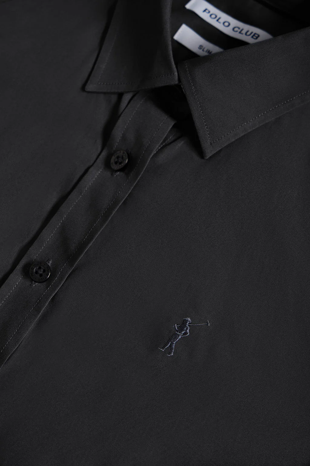 Camisa de popelín Slim Fit negra con bordado Rigby Go - Image 6