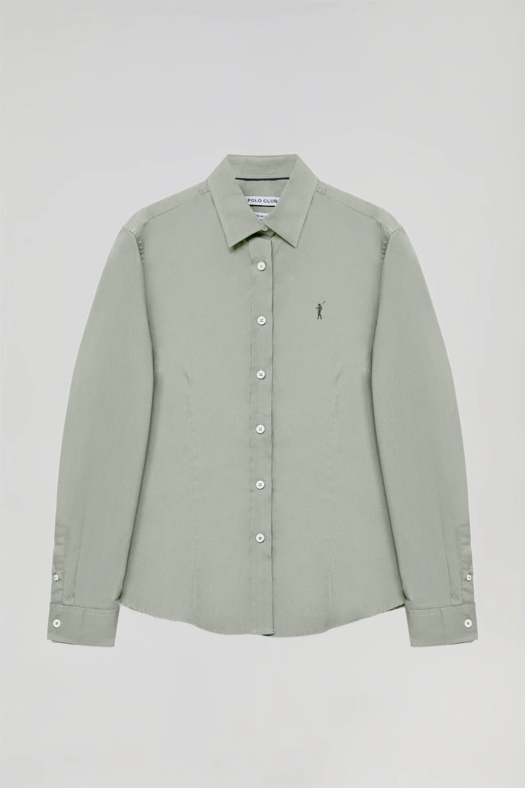 Camisa de popelín Slim Fit verde jade con bordado Rigby Go - Image 5