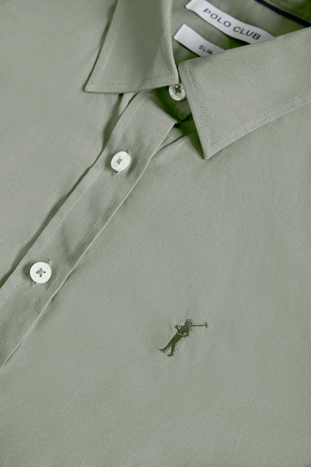 Camisa de popelín Slim Fit verde jade con bordado Rigby Go - Image 6