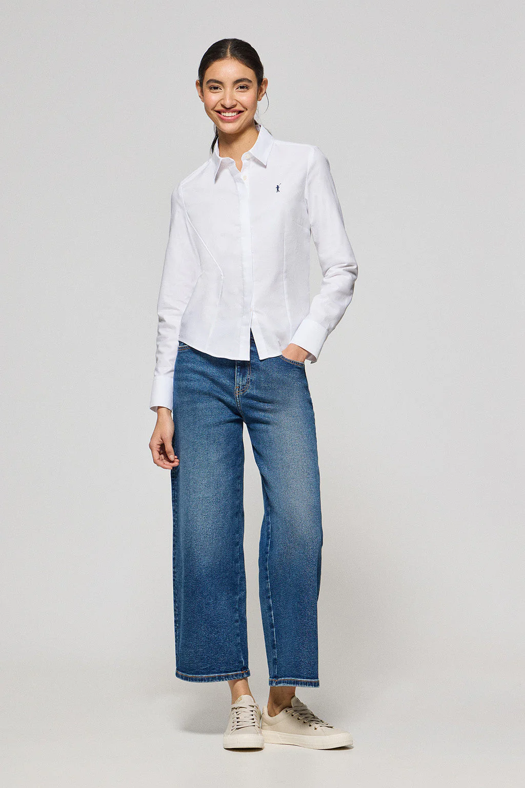Camisa slim oxford blanca con logo bordado Rigby Go - Image 3