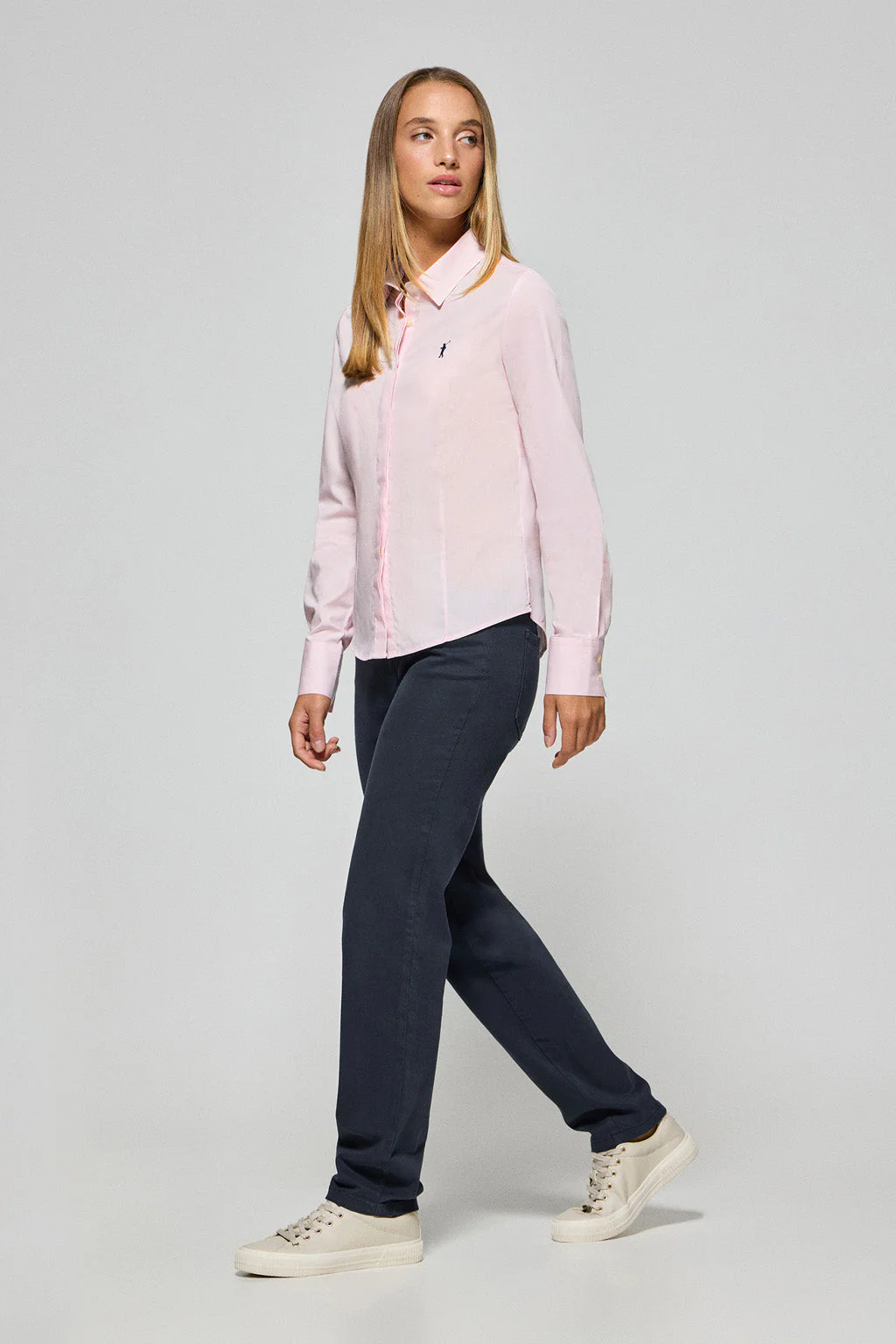 Camisa slim de popelín rosa con logo bordado Rigby Go - Image 2