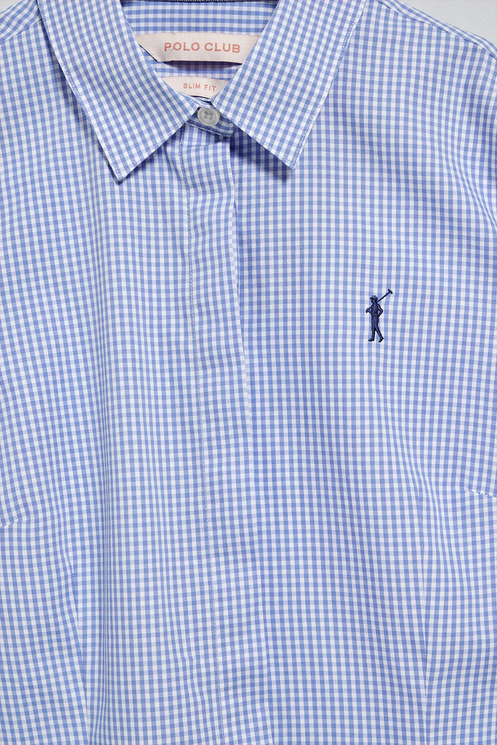 Camisa de cuadros vichy azules con logo bordado Rigby Go - Image 10