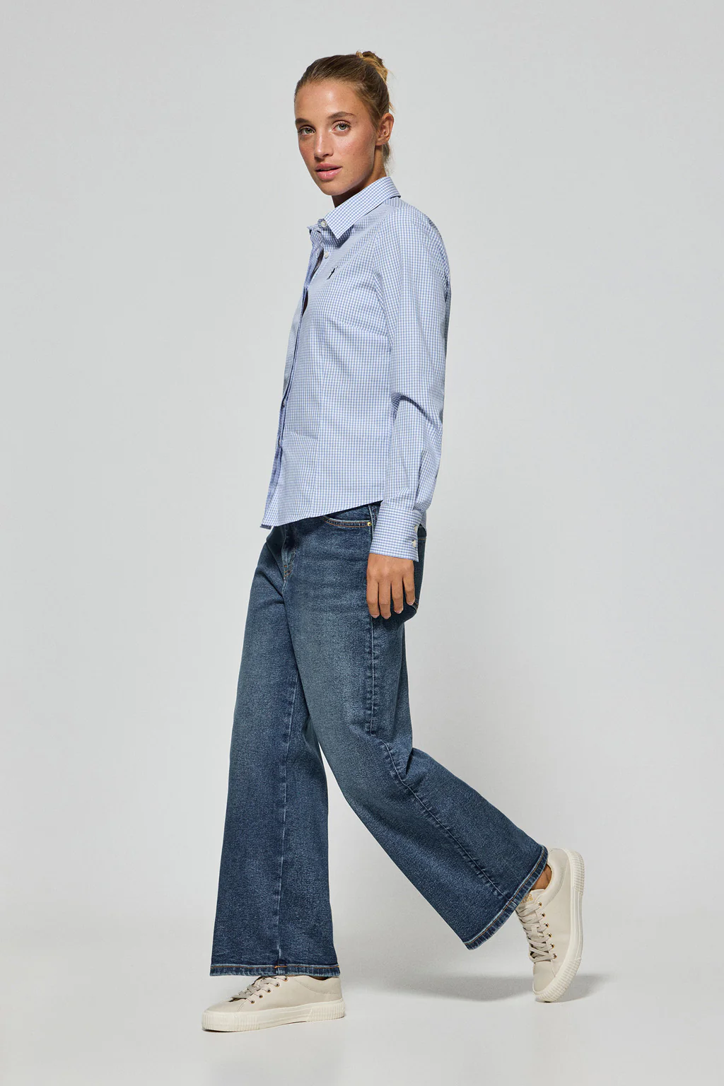 Camisa de cuadros vichy azules con logo bordado Rigby Go - Image 4