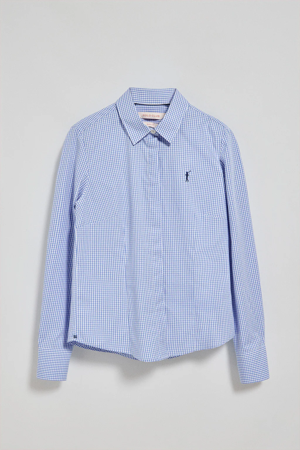 Camisa de cuadros vichy azules con logo bordado Rigby Go - Image 5