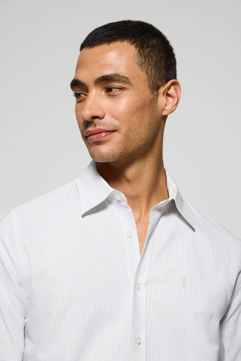 Camisa raya yale gris claro con logo bordado Rigby Go - Image 3