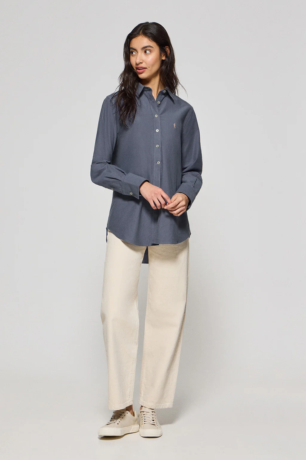 Camisa oxford Sabina azul con logo bordado Rigby Go - Image 4