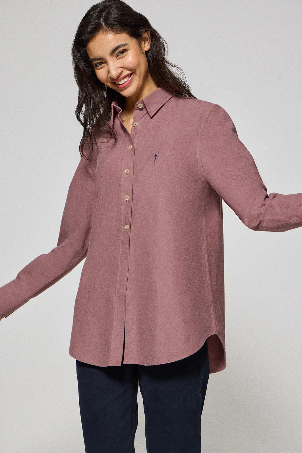 Camisa oxford Sabina burdeos con logo bordado Rigby Go - Image 4