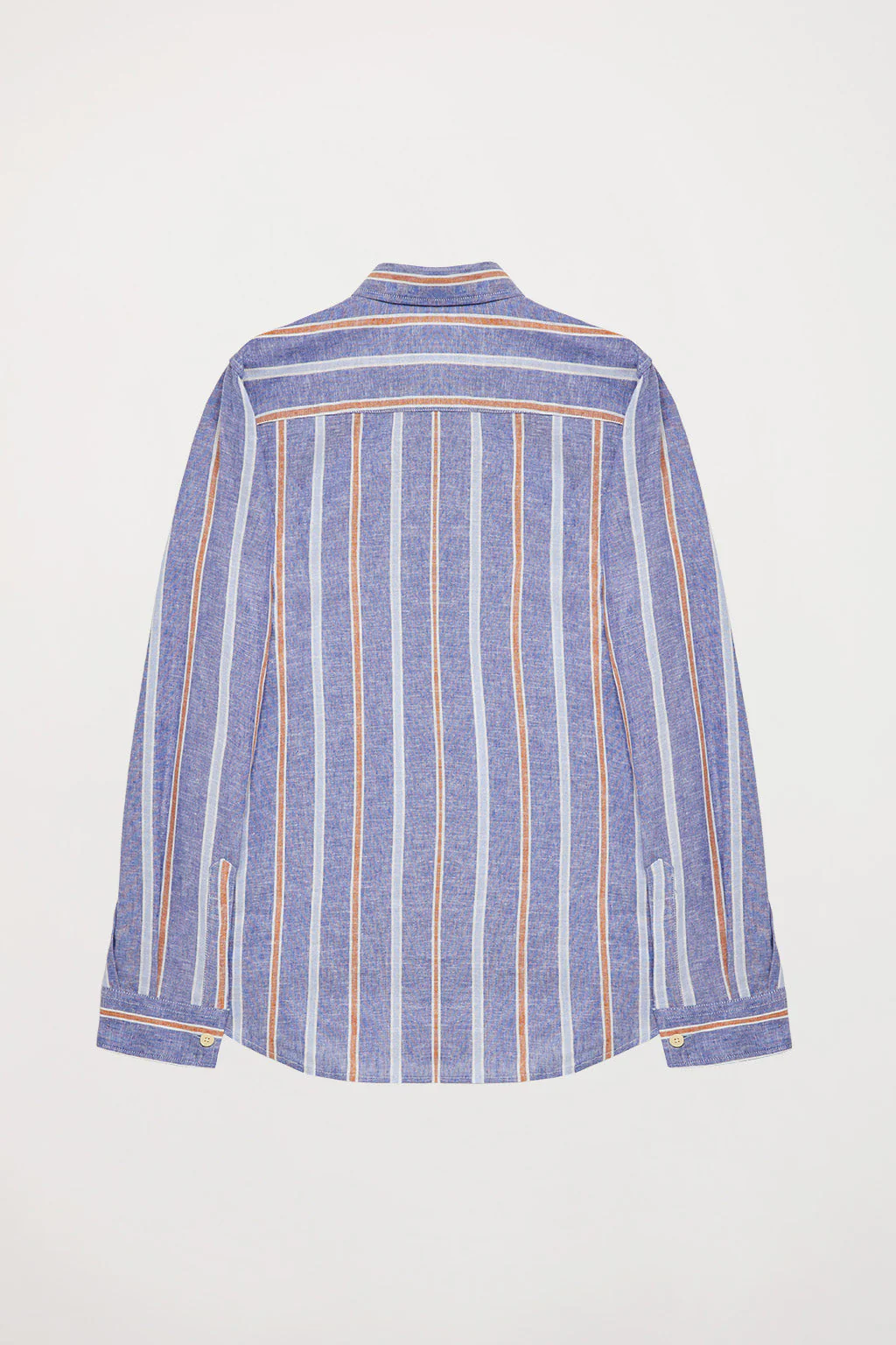 Camisa de lino y algodón de rayas anchas con detalle bordado en el pecho - Image 11