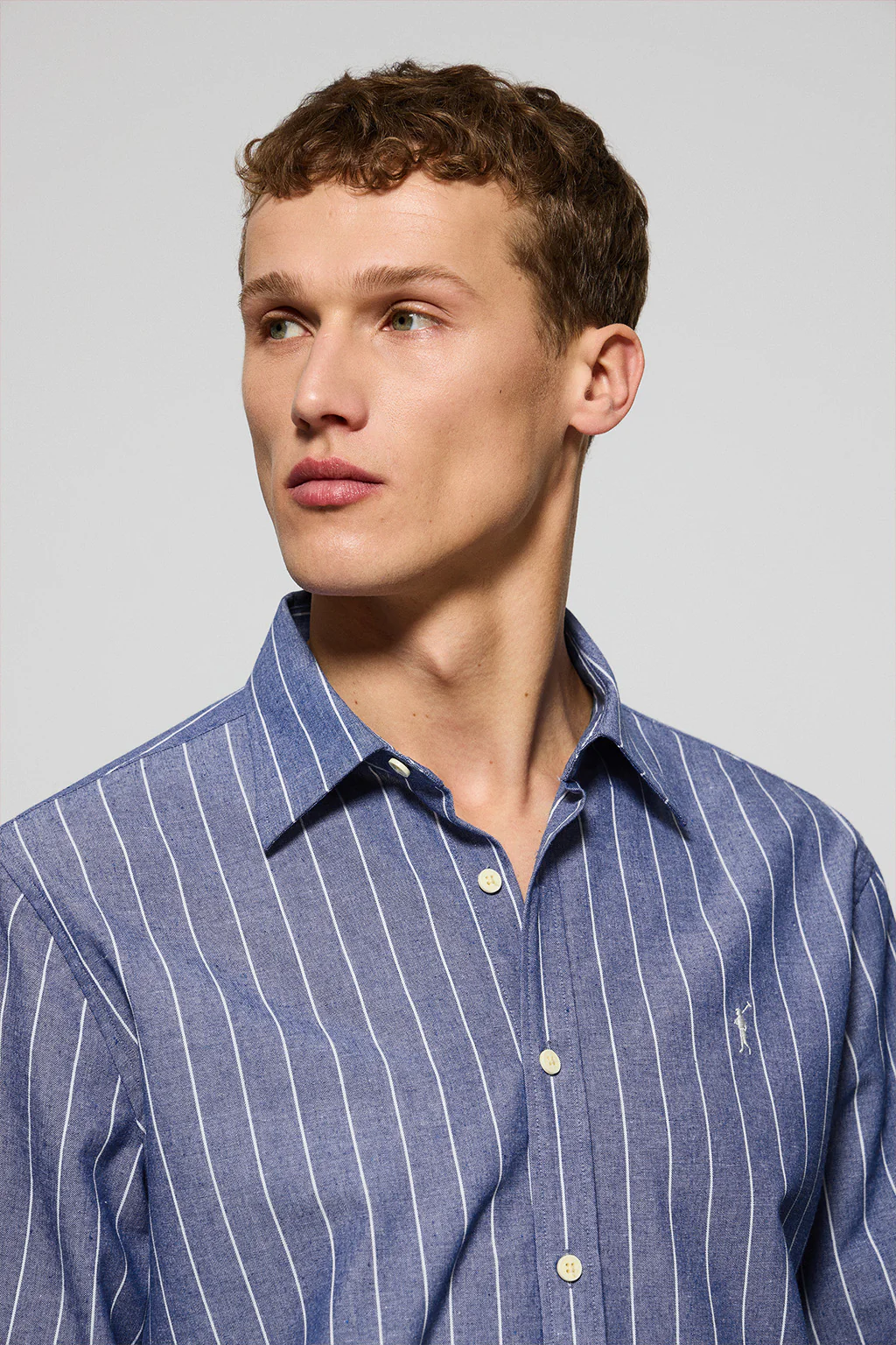 Camisa azul St James a rayas regular fit con logo Rigby Go - Image 2