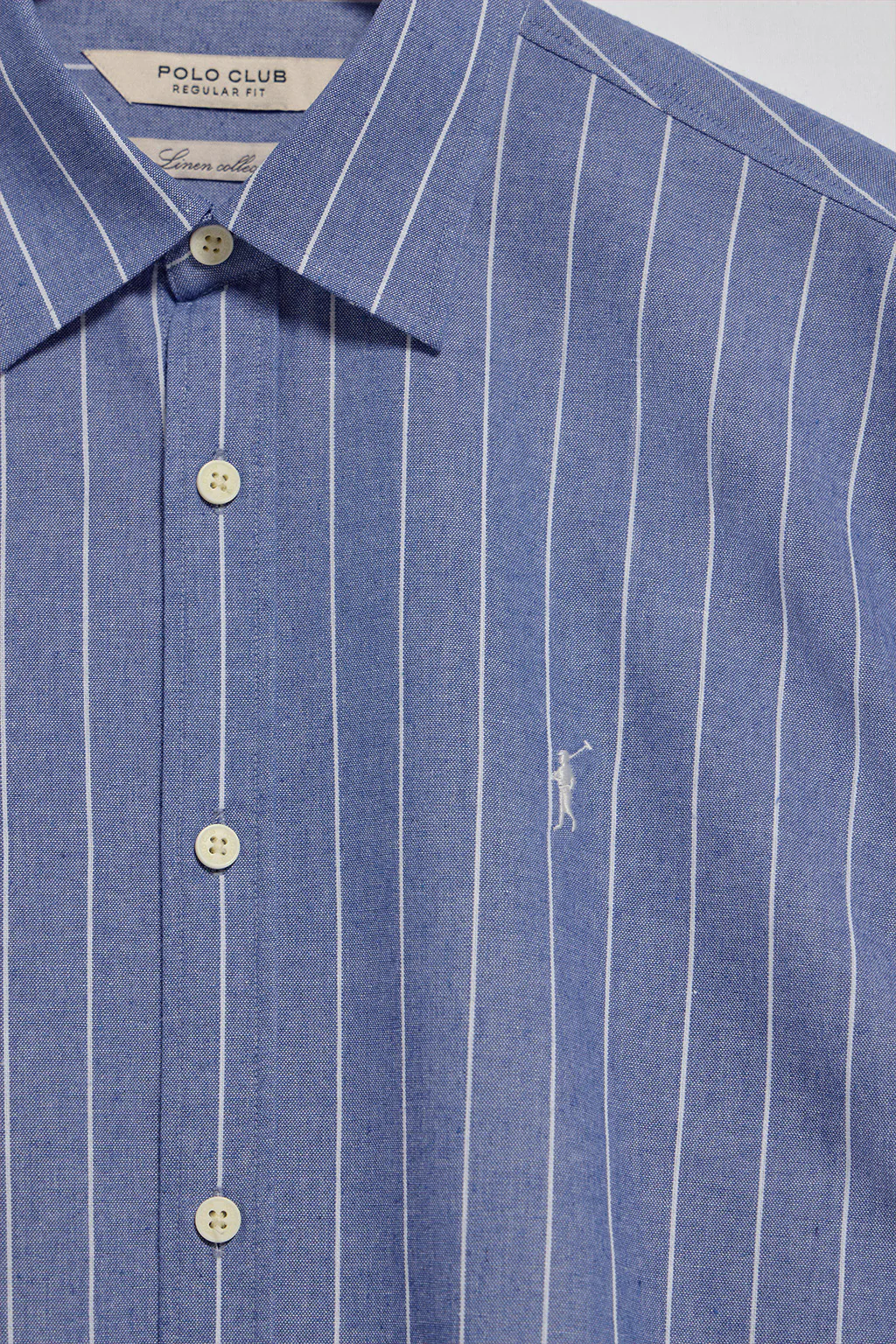 Camisa azul St James a rayas regular fit con logo Rigby Go - Image 6