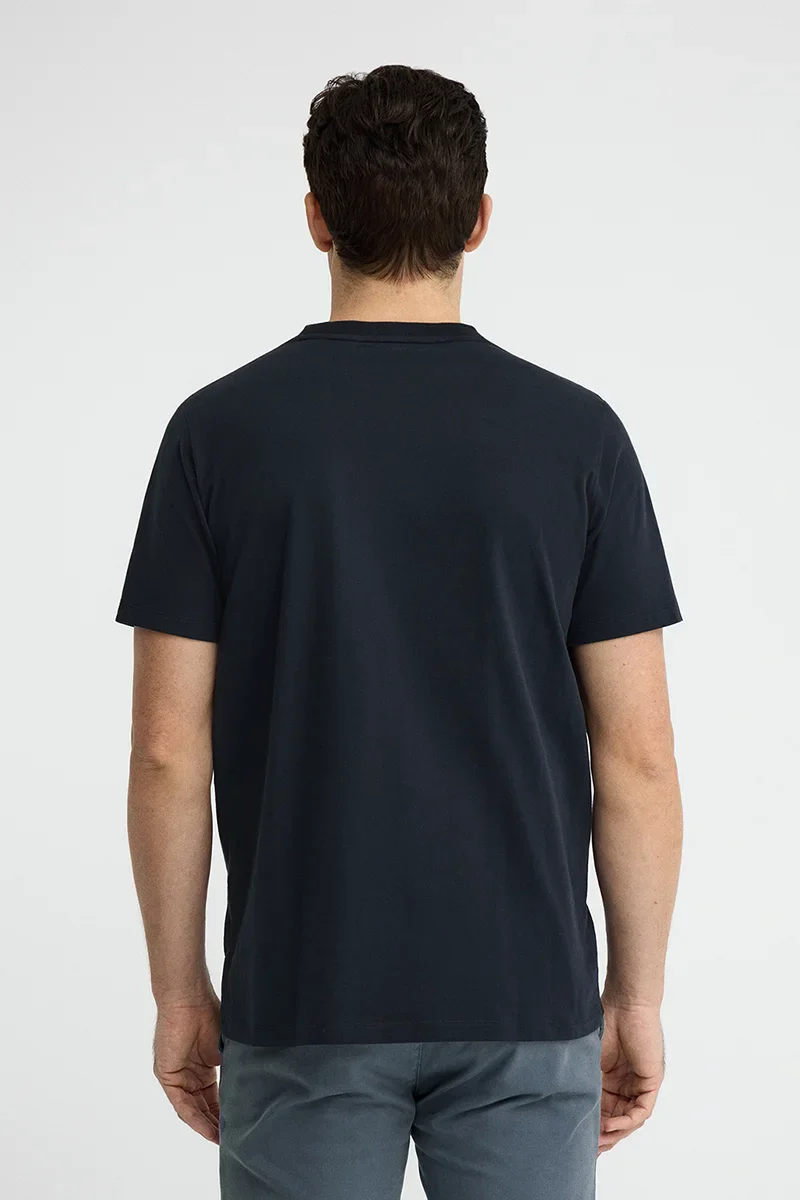 Camiseta azul marino de corte recto con parche Polo Club - Image 5