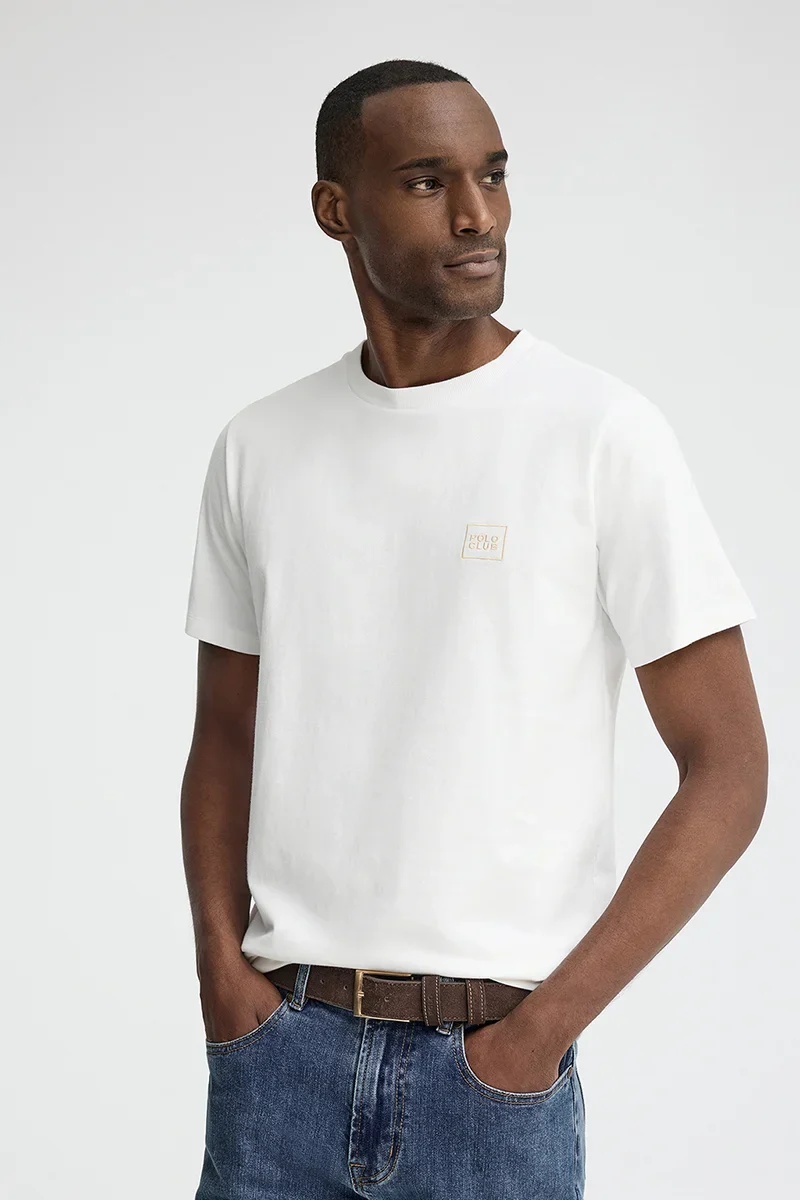 Camiseta blanca de corte recto con parche Polo Club - Image 2
