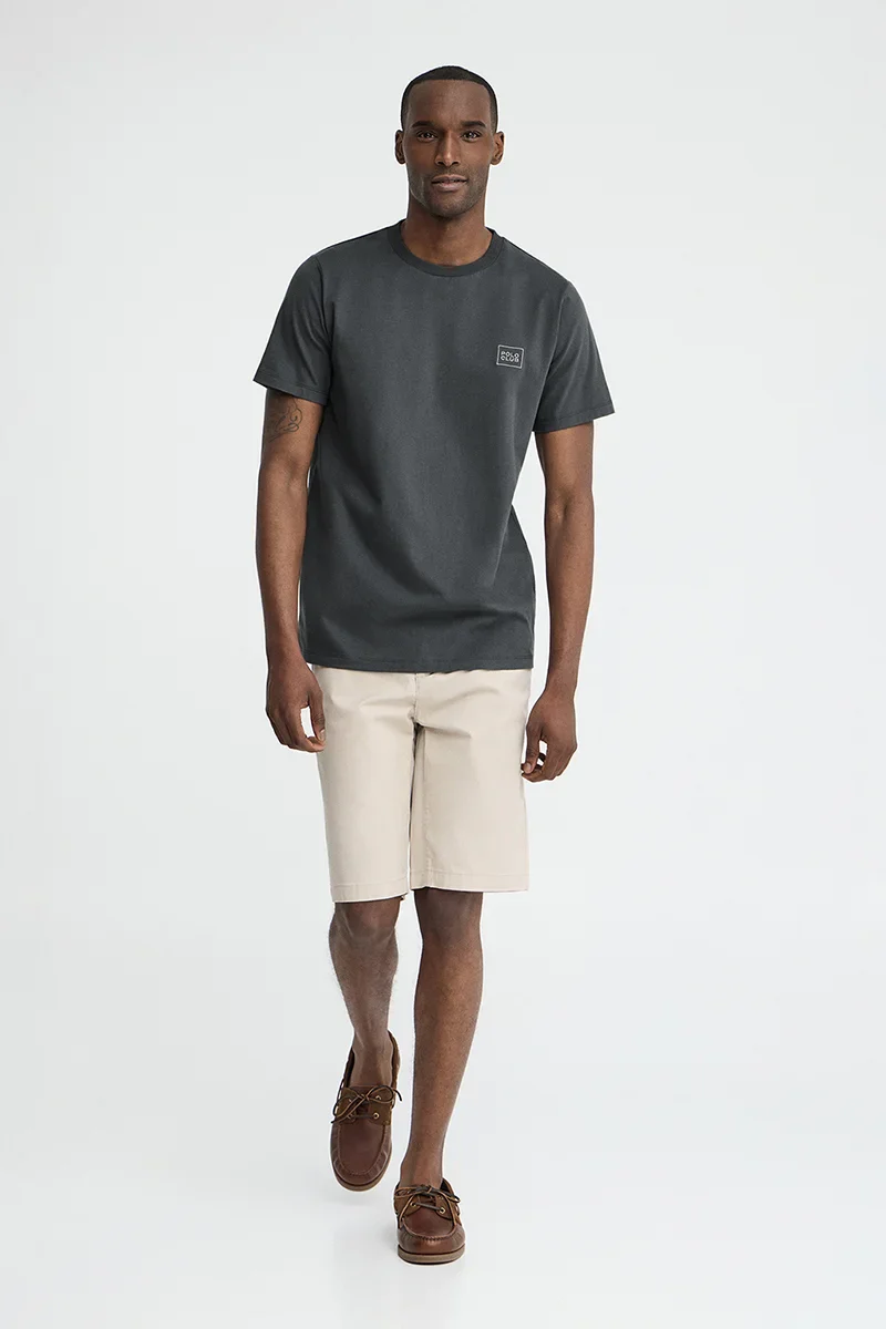 Camiseta gris piedra de corte recto con parche Polo Club - Image 4