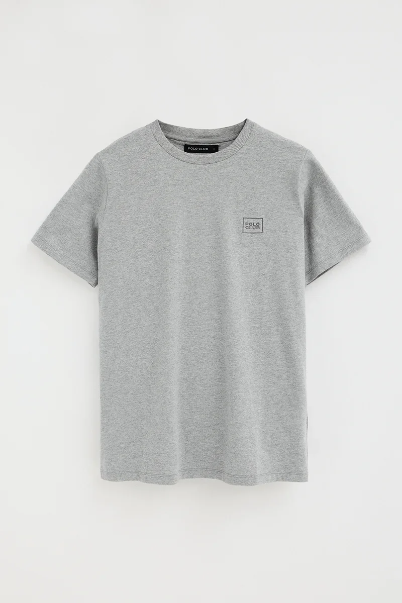Camiseta gris vigoré de corte recto con parche Polo Club - Image 6
