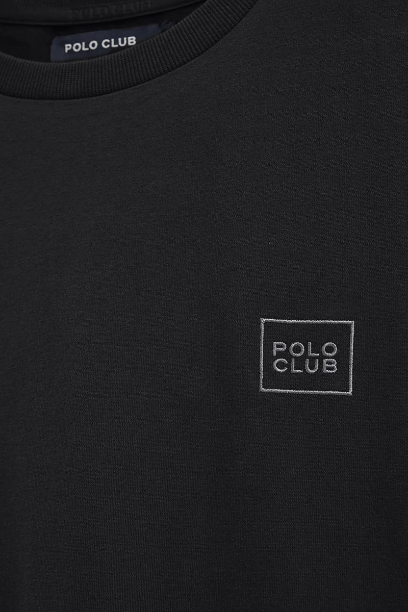 Camiseta negra de corte recto con parche Polo Club - Image 7