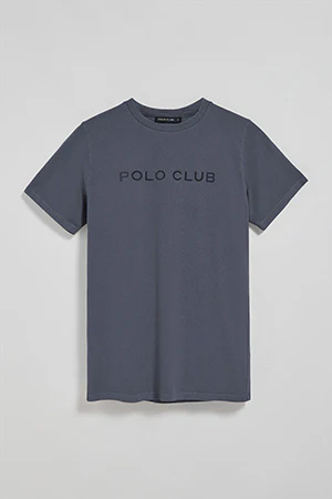 Camiseta Apolo garment dyed azul marino con logo Polo Club aterciopelado - Image 10