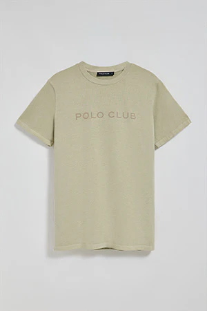 Camiseta Apolo garment dyed color piedra con logo Polo Club aterciopelado - Image 10