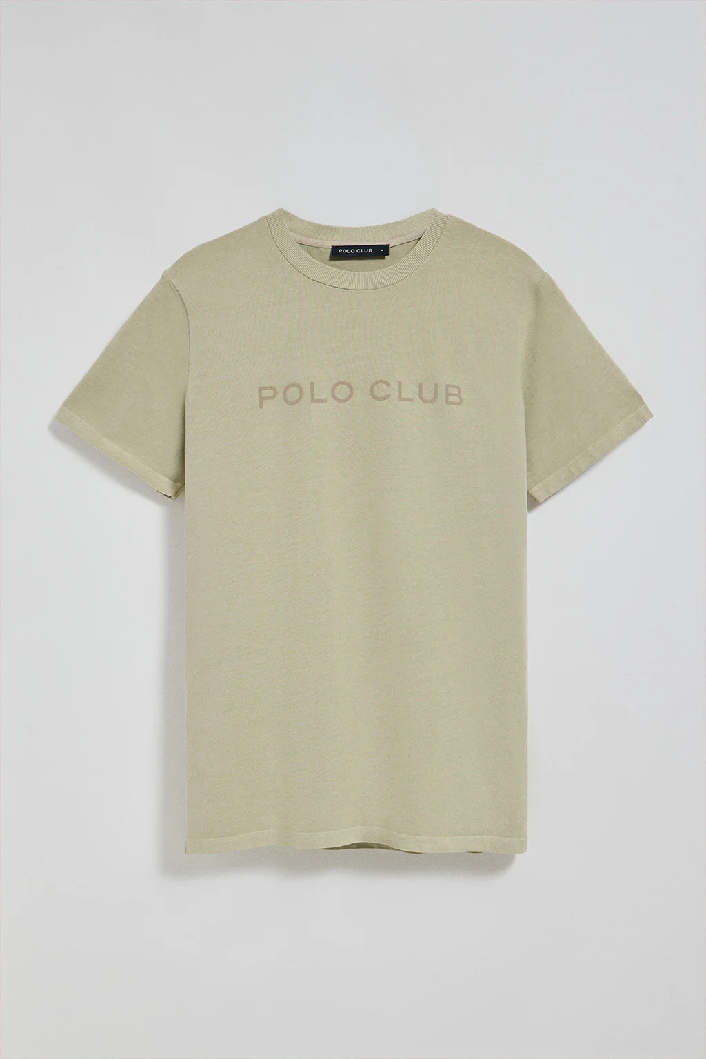Camiseta Apolo garment dyed color piedra con logo Polo Club aterciopelado - Image 6